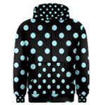 Polka Dots - Celeste Cyan on Black Men s Zipper Hoodie