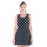 Polka Dots - Celeste Cyan on Black Scoop Neck Skater Dress