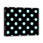 Polka Dots - Celeste Cyan on Black Canvas 10  x 8  (Stretched)