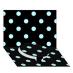 Polka Dots - Celeste Cyan on Black Circle Bottom 3D Greeting Card (7x5)