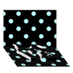 Polka Dots - Celeste Cyan on Black LOVE Bottom 3D Greeting Card (7x5)