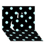 Polka Dots - Celeste Cyan on Black Apple 3D Greeting Card (7x5)