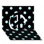 Polka Dots - Celeste Cyan on Black Peace Sign 3D Greeting Card (7x5)