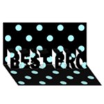Polka Dots - Celeste Cyan on Black BEST BRO 3D Greeting Card (8x4)