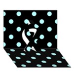 Polka Dots - Celeste Cyan on Black Ribbon 3D Greeting Card (7x5)