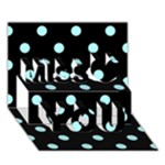 Polka Dots - Celeste Cyan on Black Miss You 3D Greeting Card (7x5)