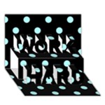 Polka Dots - Celeste Cyan on Black WORK HARD 3D Greeting Card (7x5)