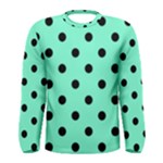 Polka Dots - Black on Aquamarine Men s Long Sleeve T-shirt