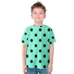 Polka Dots - Black on Aquamarine Kid s Cotton Tee