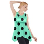 Polka Dots - Black on Aquamarine Side Drop Tank Tunic