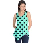 Polka Dots - Black on Aquamarine Sleeveless Tunic