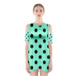 Polka Dots - Black on Aquamarine Women s Cutout Shoulder Dress