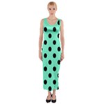 Polka Dots - Black on Aquamarine Fitted Maxi Dress