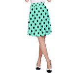 Polka Dots - Black on Aquamarine A-Line Skirt