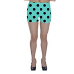 Polka Dots - Black on Aquamarine Skinny Shorts