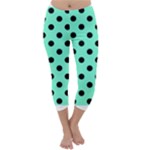 Polka Dots - Black on Aquamarine Capri Winter Leggings