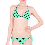 Polka Dots - Black on Aquamarine Bikini Set