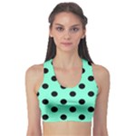 Polka Dots - Black on Aquamarine Women s Sports Bra