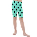 Polka Dots - Black on Aquamarine Kid s Mid Length Swim Shorts