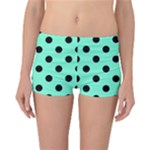 Polka Dots - Black on Aquamarine Reversible Boyleg Bikini Bottoms