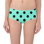 Polka Dots - Black on Aquamarine Mid-Waist Bikini Bottoms