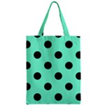 Polka Dots - Black on Aquamarine Zipper Classic Tote Bag