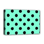 Polka Dots - Black on Aquamarine Deluxe Canvas 18  x 12  (Stretched)
