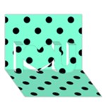 Polka Dots - Black on Aquamarine I Love You 3D Greeting Card (7x5)
