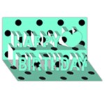 Polka Dots - Black on Aquamarine Happy Birthday 3D Greeting Card (8x4)