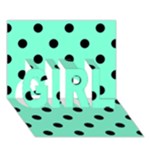 Polka Dots - Black on Aquamarine GIRL 3D Greeting Card (7x5)