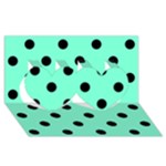 Polka Dots - Black on Aquamarine Twin Hearts 3D Greeting Card (8x4)