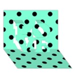 Polka Dots - Black on Aquamarine LOVE 3D Greeting Card (7x5)