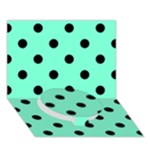 Polka Dots - Black on Aquamarine Circle Bottom 3D Greeting Card (7x5)