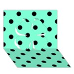 Polka Dots - Black on Aquamarine Clover 3D Greeting Card (7x5)