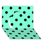 Polka Dots - Black on Aquamarine Circle 3D Greeting Card (7x5)