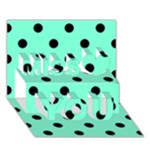 Polka Dots - Black on Aquamarine Miss You 3D Greeting Card (7x5)