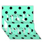 Polka Dots - Black on Aquamarine Get Well 3D Greeting Card (7x5)