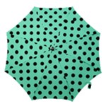 Polka Dots - Black on Aquamarine Hook Handle Umbrella (Small)