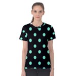 Polka Dots - Aquamarine on Black Women s Cotton Tee