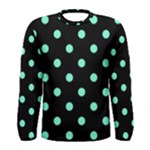 Polka Dots - Aquamarine on Black Men s Long Sleeve T-shirt
