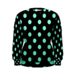 Polka Dots - Aquamarine on Black Women s Sweatshirt