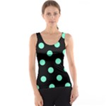 Polka Dots - Aquamarine on Black Tank Top