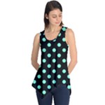 Polka Dots - Aquamarine on Black Sleeveless Tunic