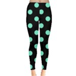 Polka Dots - Aquamarine on Black Women s Leggings