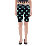 Polka Dots - Aquamarine on Black Yoga Cropped Leggings