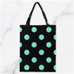Polka Dots - Aquamarine on Black Classic Tote Bag