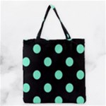Polka Dots - Aquamarine on Black Grocery Tote Bag