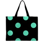 Polka Dots - Aquamarine on Black Zipper Mini Tote Bag