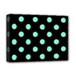 Polka Dots - Aquamarine on Black Deluxe Canvas 16  x 12  (Stretched)