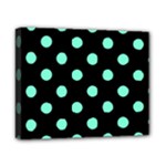 Polka Dots - Aquamarine on Black Canvas 10  x 8  (Stretched)